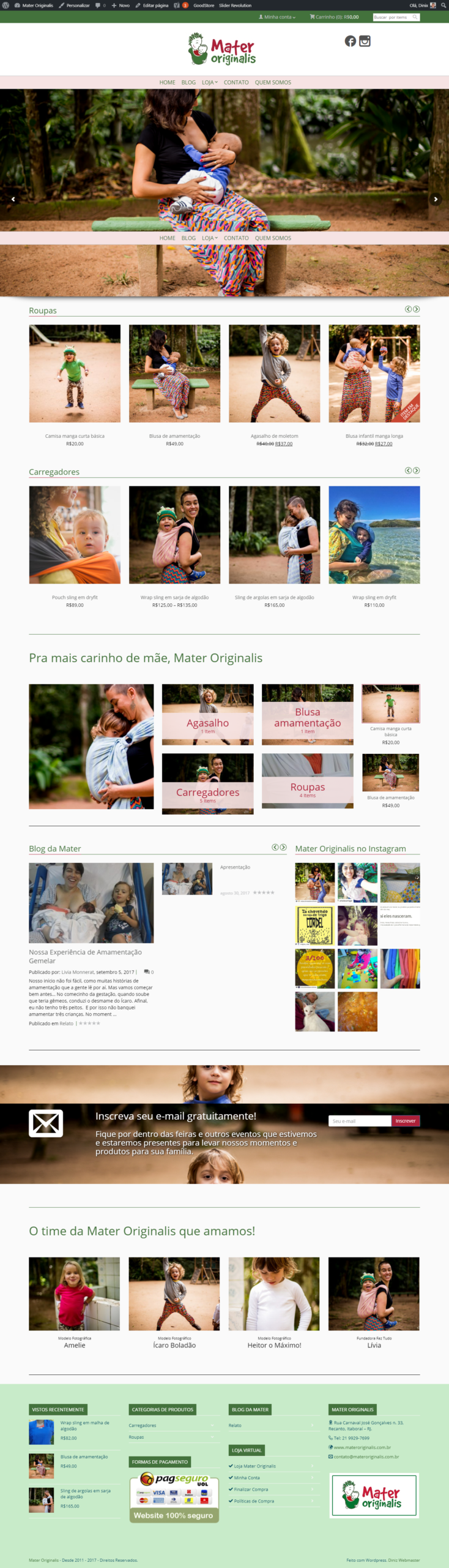 Criação da Loja Virtual Mater Originalis – WordPress e Woocommerce