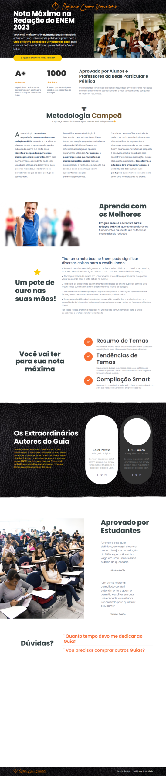 Página de Vendas: Redação ENEM Vencedora